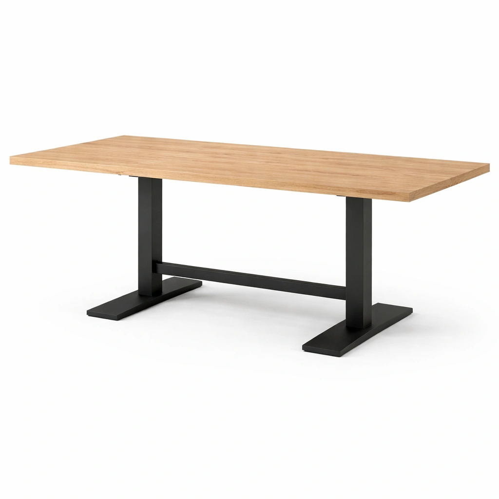 Esstisch mit Metallgestell Holz und Schwarz-kenvorio